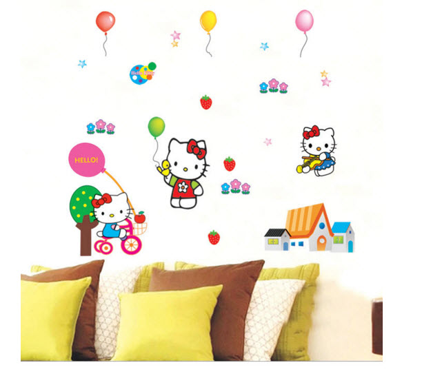 Decal kitty cầm bóng 